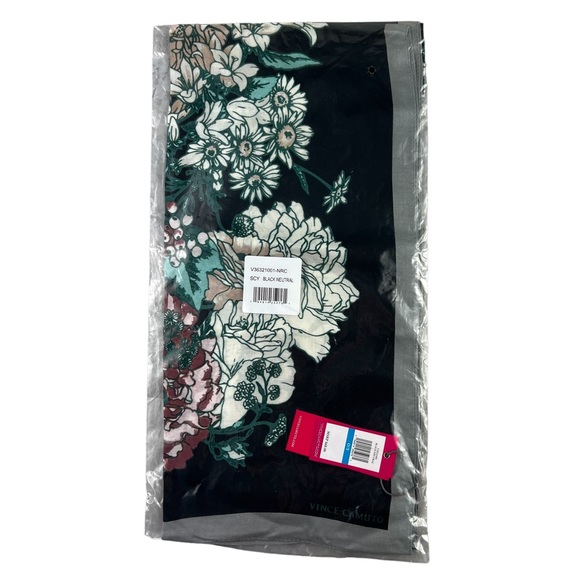 VINCE CAMUTO Illustrated Floral Silk Blend Oblong Scarf - Picture 3 of 4